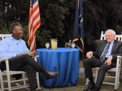 Jamie Harrison interviews Sen. Bernie Sanders [I-VT]. Screenshot via YouTube.