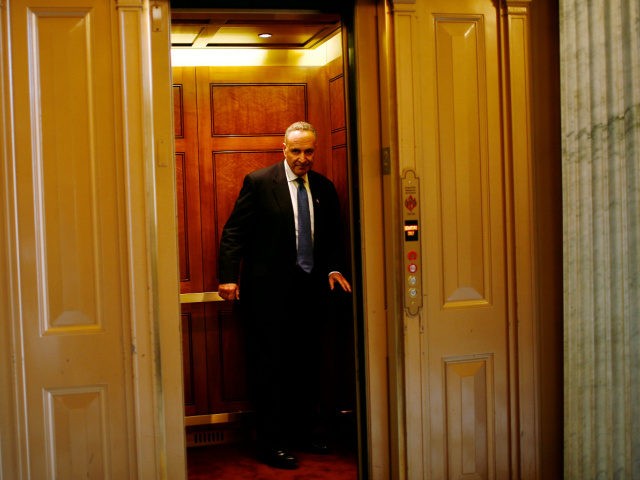 WASHINGTON - OCTOBER 1: U.S. Sen. Charles Schumer (D-NY) enters an elevator on the Senate side of the Capitol building October 1, 2008 in Washington, DC. The U.S. Senate will vote Wednesday evening on a revised version of the financial rescue plan that failed to pass in the House of …