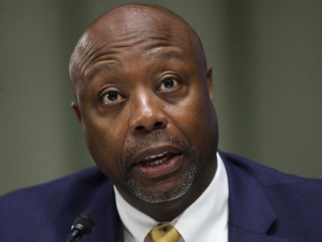 Sen. Tim Scott, R-S.C., speaks during a virtual Senate Committee for Health, Education, La