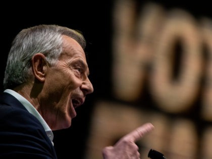 LONDON, ENGLAND - DECEMBER 06: Former Prime Minster Tony Blair speaks at a "Vote for a Final Say" rally about Brexit and the upcoming general election on December 6, 2019 in London, England. Former Prime ministers Tony Blair and John Major were joined by other political figures including Michael Heseltine, …