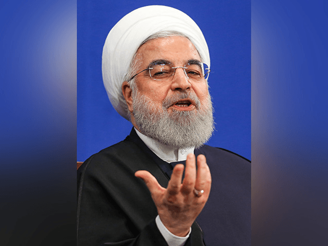 Iranian President Hassan Rouhani speaks during a news conference in the capital Tehran, on February 16, 2020. - Iran's President Hassan Rouhani ruled out resigning and vowed to see out his term, even as he admitted he had offered to step aside twice since being elected. Speaking ahead of a …