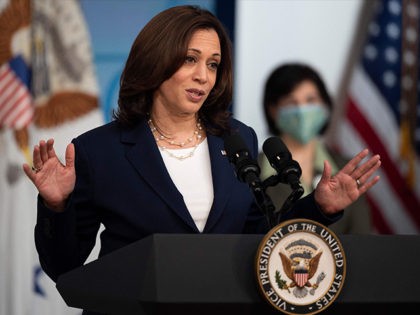 Vice President Kamala Harris speaks about the American Recovery Plan at the White House in