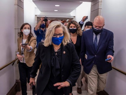WASHINGTON, DC - FEBRUARY 03: U.S. Rep. Liz Cheney (R-WY) heads to the House floor to vote at the U.S. Capitol on February 03, 2021 in Washington, DC. Cheney was one of 10 House Republicans who voted to impeach former President Donald Trump for inciting the insurrection at the U.S. …