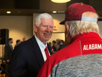 U.S. Rep. Mo Brooks greets supporters as he announces his campaign for U.S. Senate during