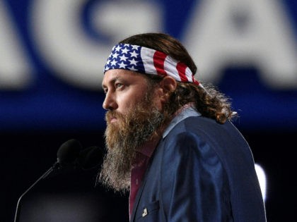 CEO of Duck Commander and Buck Commander Willie Robertson speaks to delegates on the opening day of the Republican National Convention at the Quicken Loans arena in Cleveland, Ohio on July 18, 2016. The Republican Party opened its national convention Monday, kicking off a four-day political jamboree that will anoint …