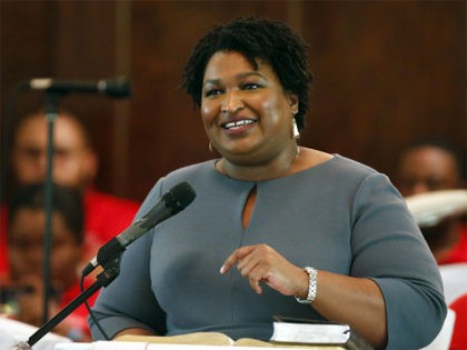 Former gubernatorial candidate and former state Rep. Stacey Abrams speaks to the congregat