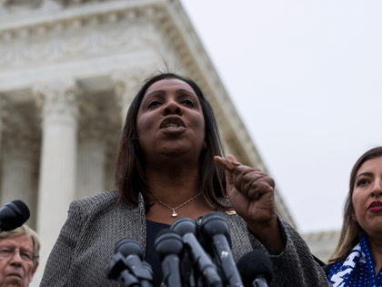 New York Attorney General Letitia James speaks after leaving the Supreme Court after oral arguments were heard in the case of President Trump's decision to end the Obama-era, Deferred Action for Childhood Arrivals program (DACA), Tuesday, Nov. 12, 2019, at the Supreme Court in Washington. (AP Photo/Alex Brandon)