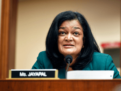 Rep. Pramila Jayapal, D-Wash., speaks during a House Judiciary subcommittee on antitrust on Capitol Hill on Wednesday, July 29, 2020, in Washington. (Mandel Ngan/Pool via AP)