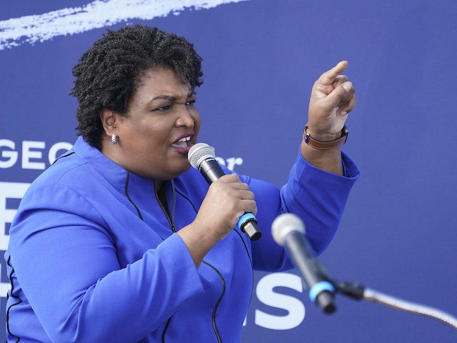 Former candidate for Georgia Governor Stacey Abrams speaks during a rally for Democratic v