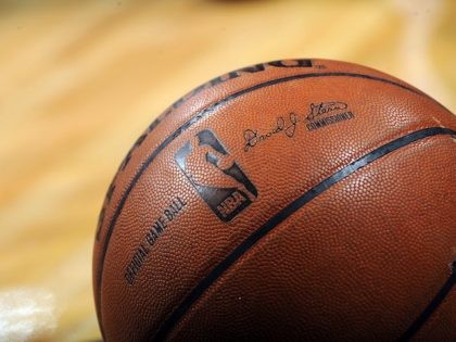SAN ANTONIO - APRIL 28: A NBA basketball on the court during play between the Dallas Maver