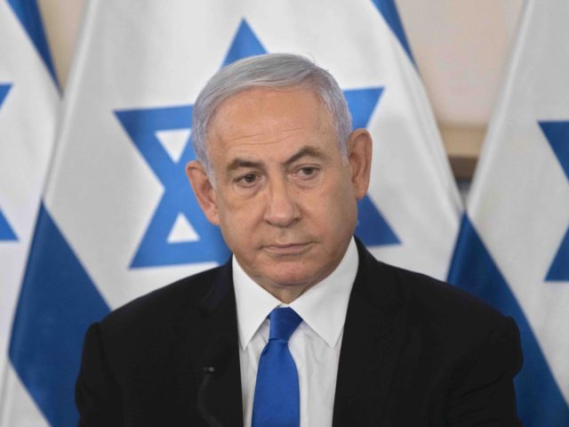 Benjamin Netanyahu at the Kirya (Sebastian Scheiner / Associated Press)