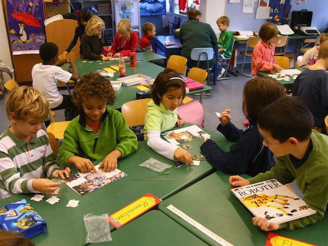 Second-grade children attend class in the elementary school at the John F. Kennedy Schule dual-language public school on September 18, 2008 in Berlin, Germany. The German government will host a summit on education in Germany scheduled for mid-October in Dresden. Germany has consistantly fallen behind in recent years in comparison …