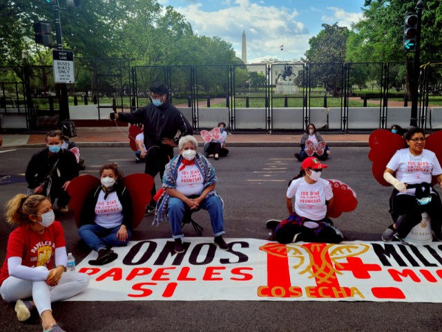 Activist from migrants organizations Cosecha (Harvest) and TPS Alliance protest near the White House on April 30 in Washington, DC, to demand more immigration action from the administration of US President Joe Biden. - The activists want the executive to push the US Senate to approve legislation that passed the …