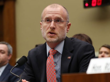 WASHINGTON, DC - DECEMBER 05: Federal Communication Commission Commissioner Brendan Carr testifies before the House Energy and Commerce Committee's Communications and Technology Subcommittee in the Rayburn House Office Building on Capitol Hill December 05, 2019 in Washington, DC. All five of the FCC commissioners testified before the subcommittee, which is …