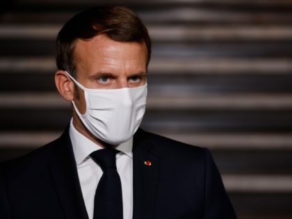 French President Emmanuel Macron delivers a speech at the end of a visit on the fight agai