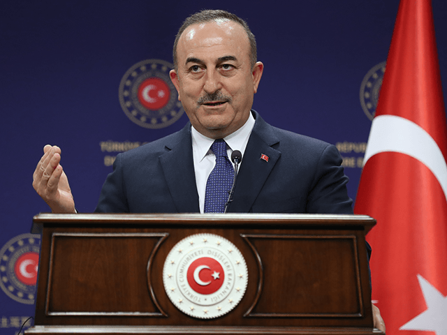 Turkish Foreign Affairs Minister Mevlut Cavusoglu gives a press conference following his m