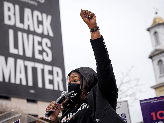 Rep. Cori Bush (D-MO) speaks at the National Council for Incarcerated Women and Girls 100 Women for 100 Women rally at Black Lives Matter Plaza on March 12, 2021 in Washington, DC. The organization and its supporters are calling on President Joe Biden to release 100 women currently incarcerated in …