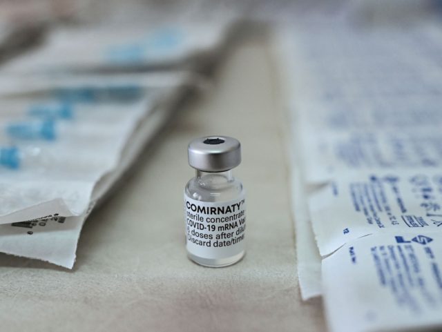 This photograph shows a vial of Pfizer/BioNTech vaccine against the Covid-19 (novel corona