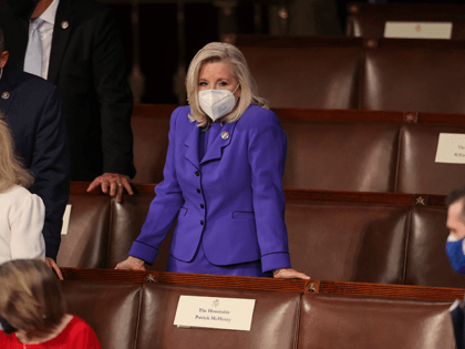 Representative Liz Cheney (R-WY) waits for US President Joe Biden to deliver his first address to a joint session of Congress at the US Capitol in Washington, DC, on April 28, 2021. (Photo by JONATHAN ERNST / POOL / AFP) (Photo by JONATHAN ERNST/POOL/AFP via Getty Images)