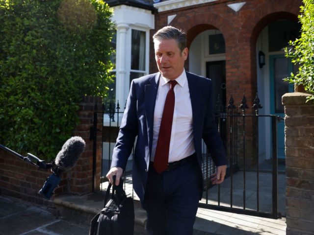 Britain's Labour Party leader Keir Starmer leaves his home in London on May 7, 2021. - Early results from nationwide local elections on May 7 showed that the ruling Conservative Party had won a landslide in the opposition stronghold of Hartlepool in northeast England, a bitter blow to the Labour …