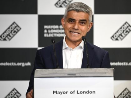 LONDON, ENGLAND - MAY 08: Sadiq Khan speaks after being re-elected as London mayor for second term at the London election count declaration on May 8, 2021 in London, England. The London mayoral and Assembly election takes place today a year after the emergency Coronavirus Act 2020 postponed elections across …
