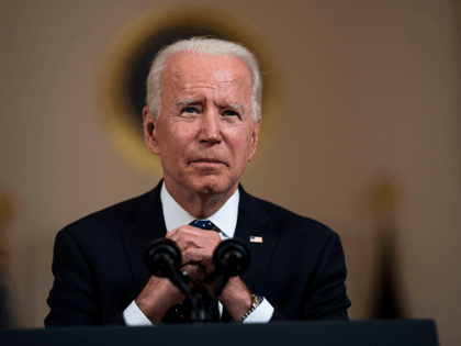 U.S. President Joe Biden makes remarks in response to the verdict in the murder trial of former Minneapolis police officer Derek Chauvin at the Cross Hall of the White House April 20, 2021 in Washington, DC. Chauvin was found guilty by the jury today on all three charges in the …