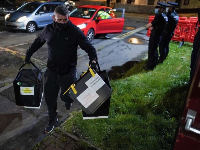 HARTLEPOOL, ENGLAND - MAY 06: The first Ballot boxes arrive at the Mill House Leisure Centre in Hartlepool after polling stations close and the verification and count process begins for the Hartlepool By-election on May 06, 2021 in Hartlepool, England. Hartlepool will decide between returning a Labour Party MP, who …