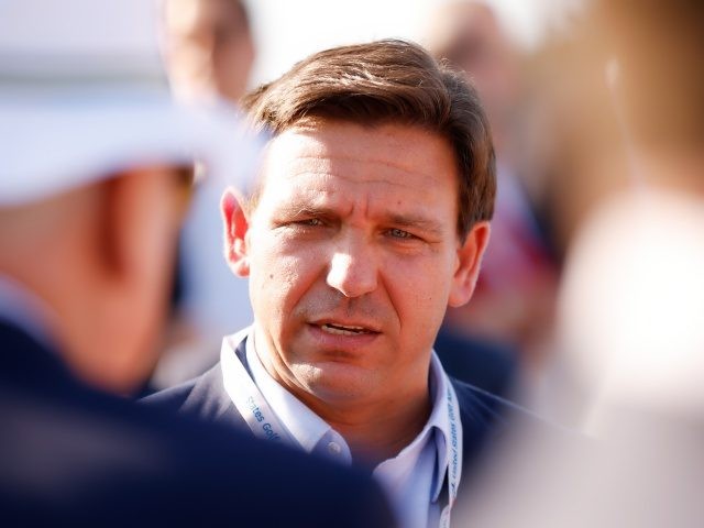 JUNO BEACH, FLORIDA - MAY 07: Florida Gov. Ron DeSantis attends the flag raising ceremony prior to The Walker Cup at Seminole Golf Club on May 07, 2021 in Juno Beach, Florida. (Photo by Cliff Hawkins/Getty Images)