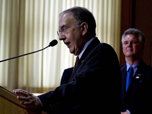 HARTFORD, CT - NOVEMBER 5: Connecticut State Sen. Martin Looney (D-11th District) (L) spea