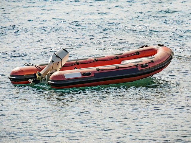Rescue inflatable rubber boat on the sea
