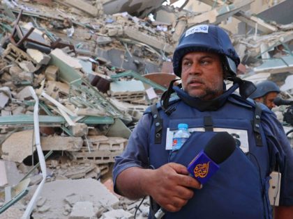 Journalists tower Gaza Al Jazeera (Mohammed Abed / AFP / Getty)