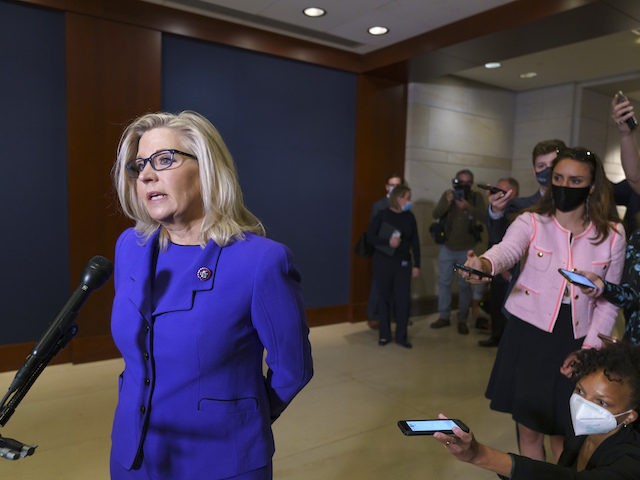 Rep. Liz Cheney, R-Wyo., speaks to reporters after House Republicans voted to oust her from her leadership post as chair of the House Republican Conference because of her repeated criticism of former President Donald Trump for his false claims of election fraud and his role in instigating the Jan. 6 …