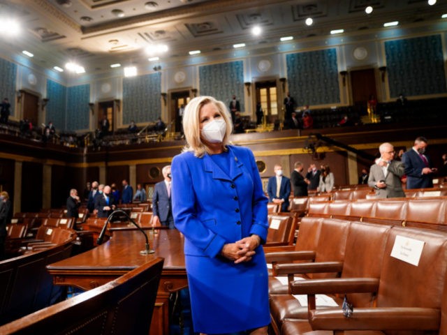 Rep. Liz Cheney, R-Wyo., arrives to the chamber ahead of President Joe Biden speaking to a joint session of Congress, Wednesday, April 28, 2021, in the House Chamber at the U.S. Capitol in Washington. (Melina Mara/The Washington Post via AP, Pool)