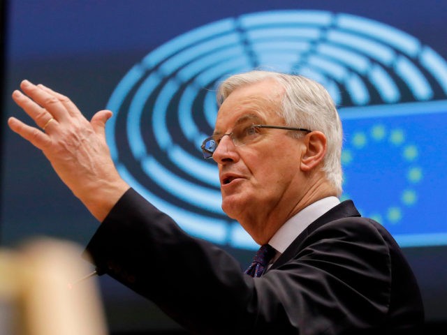 EU chief negotiator Michel Barnier speaks during a debate on future relation between the E