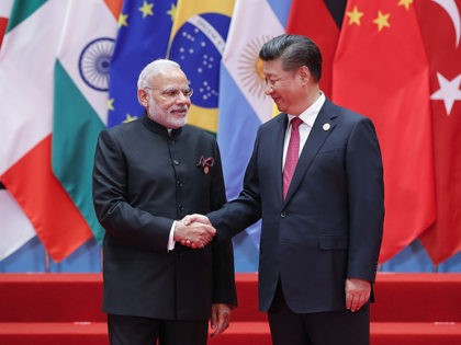 HANGZHOU, CHINA - SEPTEMBER 04: Chinese President Xi Jinping (right) shakes hands with Indian Prime Minister Narendra Modi to the G20 Summit on September 4, 2016 in Hangzhou, China. World leaders are gathering in Hangzhou for the 11th G20 Leaders Summit from September 4 to 5. (Photo by Lintao Zhang/Getty …