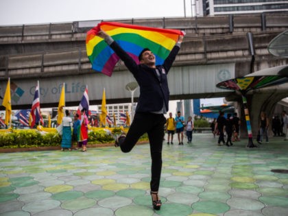 BANGKOK, THAILAND - MAY 17: Thai People Rally for LGBT rights in recognition of the International Day Against Homophobia, Transphobia and Biphobia at an event outside the Bangkok Arts and Culture Center on May 17, 2019 in Bangkok, Thailand. Today, Taiwan's parliament became the first in Asia to legalize same-sex …