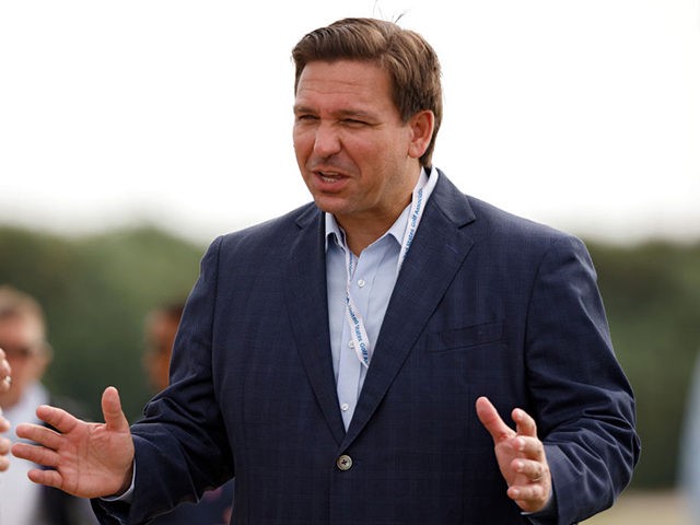 JUNO BEACH, FLORIDA - MAY 08: Florida governor Ron DeSantis meets with fans during Day One of The Walker Cup at Seminole Golf Club on May 08, 2021 in Juno Beach, Florida. (Photo by Cliff Hawkins/Getty Images)