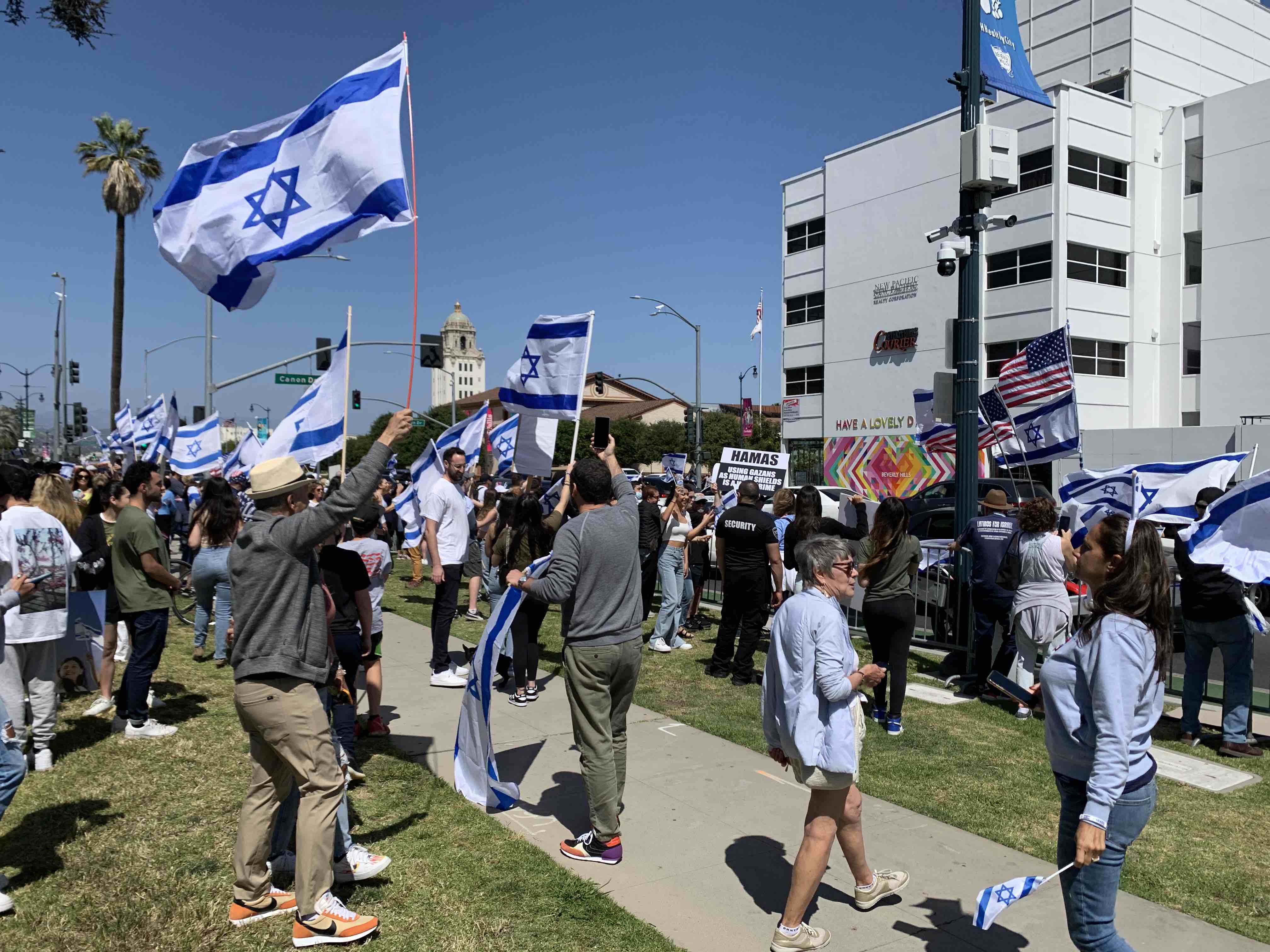 Santa Monica Blvd. at pro-Israel rally (Joel Pollak / Breitbart News)