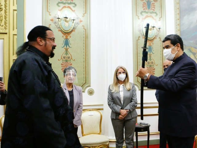 American 1990s action star and current Special Representative on Foreign Policy for Russia Steven Seagal met Venezuelan socialist dictator Nicolás Maduro in Caracas on Tuesday, offering him a samurai sword as a gift and enjoying a children's martial arts exhibition.