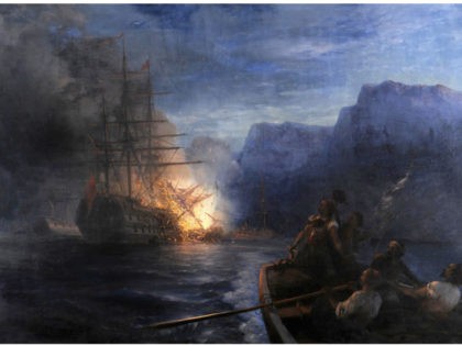 Source: https://commons.m.wikimedia.org/wiki/Category:Fire_ships#/media/File%3AThe_Burning_of_the_Turkish_Flagship_by_Kanaris_-_Ivan_Aivazovsky%2C_1881.png