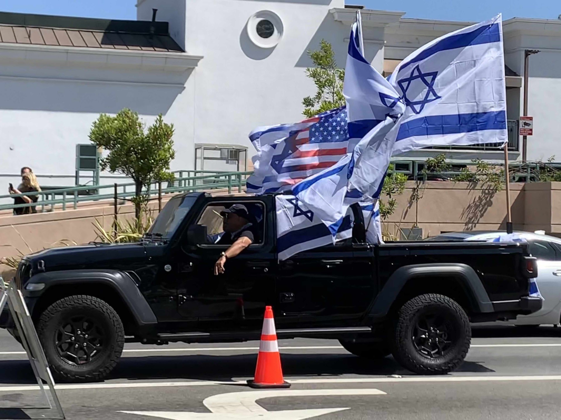 Truck and flags at Pro-Israel rally (Joel Pollak)