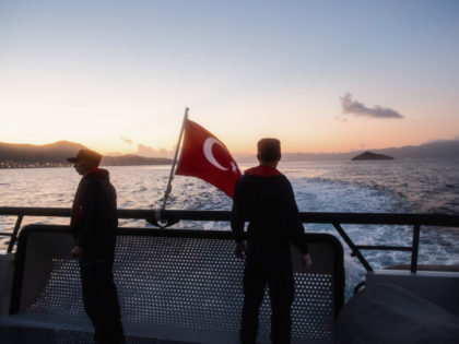 BODRUM, TURKEY - NOVEMBER 15: Members of Turkish coast guard unit 901 members patrol on a