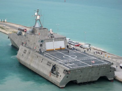 The Navy's newest littoral combat ship USS Independence (LCS 2) arrives at Mole Pier at Naval Air Station Key West Monday, March 29, 2010. Independence is on the way to Norfolk, Va., for commencement of initial testing and evaluation of the aluminum vessel before sailing to its homeport in San …