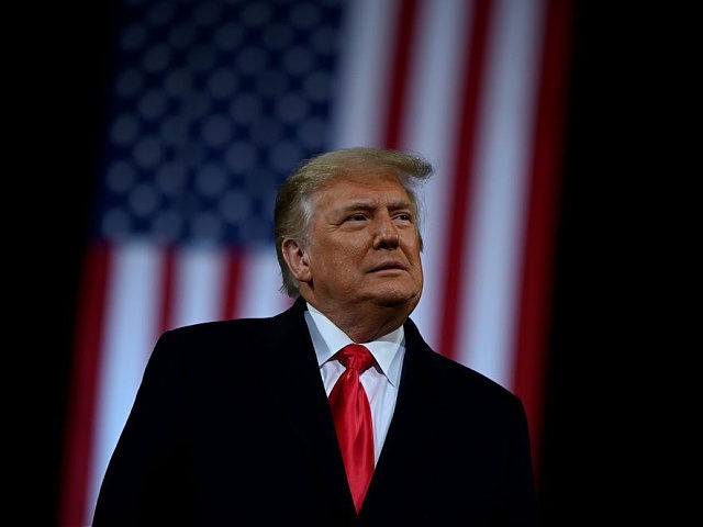 US president Donald Trump holds a rally to support Republican Senate candidates at Valdosta Regional Airport in Valdosta, Georgia on December 5, 2020. - President Donald Trump ventures out of Washington on Saturday for his first political appearance since his election defeat to Joe Biden, campaigning in Georgia where two …