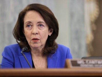 Senator Maria Cantwell (D-WA) attends a Senate Commerce, Science and Transportation Committee hearing on Governor Gina Raimondo's nomination to be Commerce secretary on Capitol Hill in Washington,DC on January 26, 2021. (Photo by JONATHAN ERNST / POOL / AFP) (Photo by JONATHAN ERNST/POOL/AFP via Getty Images)