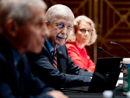Dr. Francis Collins, Director of the U.S. National Institutes of Health (NIH), center, Anthony Fauci, director of the National Institute of Allergy and Infectious Diseases, left, and Diana Bianchi, director of the Eunice Kennedy Shriver National Institute of Child Health and Human Development, listen during a Senate Appropriations Subcommittee looking …