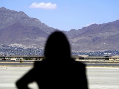 Vice President Kamala Harris stands in front of mountains during a press conference, Friday, June 25, 2021, at the airport after her tour of the U.S. Customs and Border Protection Central Processing Center in El Paso, Texas. Harris visited the U.S. southern border as part of her role leading the …