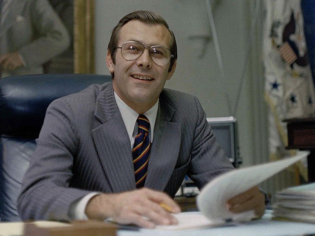 U.S. Secretary of Defense Donald Rumsfeld in his Washington, D.C, office, 1975. (AP photo)