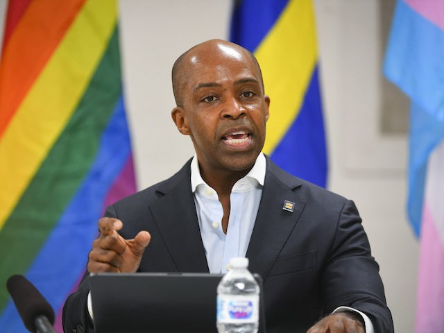 Human Rights Campaign President Alphonso David speaks during a Tennessee round table discussion and rally on Friday, May 21, 2021 in Nashville, Tenn. (John Amis/AP Images for The Human Rights Campaign)