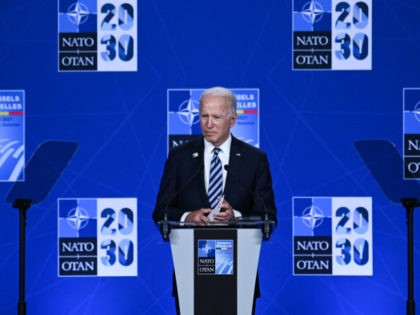 US President Joe Biden speaks during a press conference after the NATO summit at the North Atlantic Treaty Organization (NATO) headquarters in Brussels, on June 14, 2021. (Photo by Brendan SMIALOWSKI / AFP) (Photo by BRENDAN SMIALOWSKI/AFP via Getty Images)